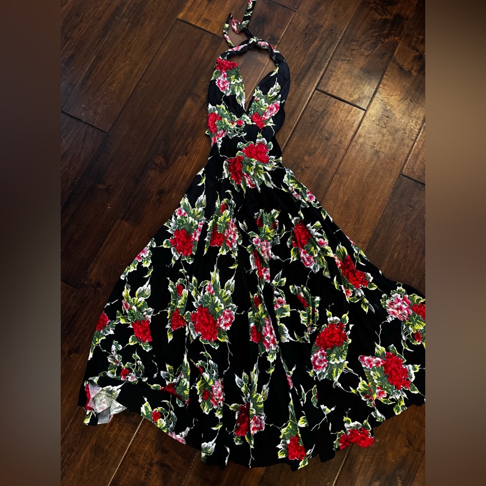 Trashy Diva Black and Red Floral Maxi Dress